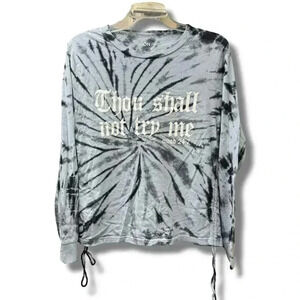🌟 On Fire Women's Tie Dye Graphic Long Sleeve Shirt "Thou Shalt Not Try Me"🌟